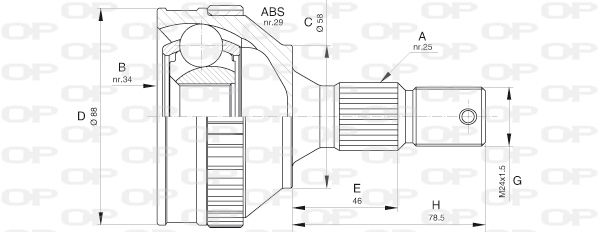 OPEN PARTS Шарнирный комплект, приводной вал CVJ5592.10